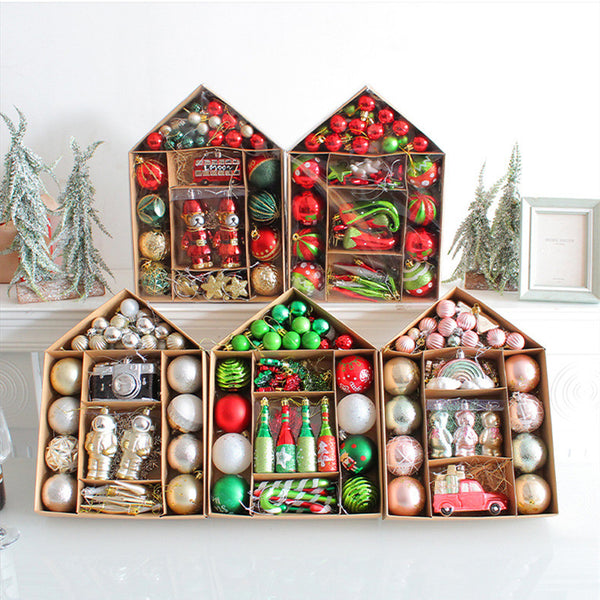 Set de Bolas y Adornos de Navidad en Caja Casita