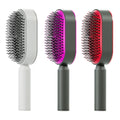 Escova de cabelo autolimpante com botão retrátil