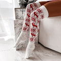 Calcetines Navideños Largos de Punto con Renos y Copos