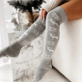Calcetines Navideños Largos de Punto con Renos y Copos