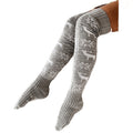 Calcetines Navideños Largos de Punto con Renos y Copos