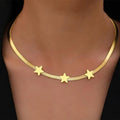 Stainless Steel Snake Chain Necklace with Stars
