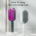 Escova de cabelo autolimpante com botão retrátil