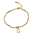 Bracciale con iniziale e nodo d'amore, acciaio inox