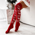 Calcetines Navideños Largos de Punto con Renos y Copos
